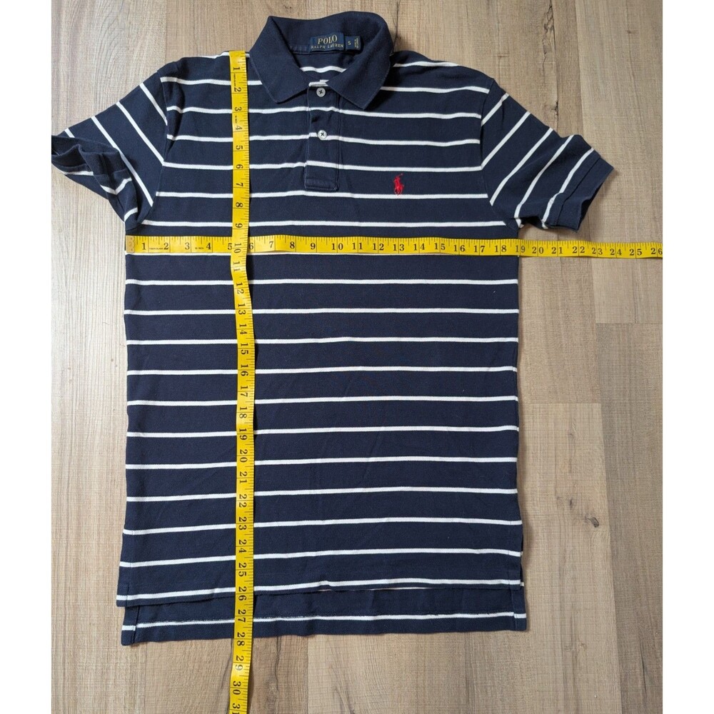 Polo Ralph Lauren Size S Shirt Blue Stripes Cotton Piqué Classic Preppy Pony - Picture 8 of 8